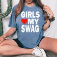 Girls Love Mywag シャツ おもしろい言葉 ガールズ Love Mywag レディースオーバーサイズコンフォートTシャツ Blue Jean