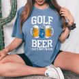 Golf And Beer That's Why I'm Here ゴルフ ビールを飲む人 レディースオーバーサイズコンフォートTシャツ Blue Jean