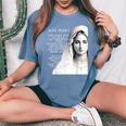 Hail Mary Blessed Mother ロザリオの祈り レディースオーバーサイズコンフォートTシャツ Blue Jean