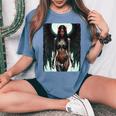 Hot Girl On 男性用 堕天使バトルレディ レディースオーバーサイズコンフォートTシャツ Blue Jean