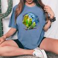 Howling At The Moon シャツ インコシャツ インコ セキセイインコ レディースオーバーサイズコンフォートTシャツ Blue Jean