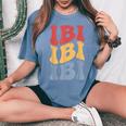 Ibi City Groovy レトロ レディースオーバーサイズコンフォートTシャツ Blue Jean