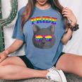 Lgbt Britishhorthair Cat Gay Pride Rainbow Lgbtq Kitty レディースオーバーサイズコンフォートTシャツ Blue Jean