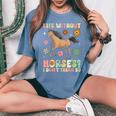 Life Without Horses グルーヴィーな乗馬 乗馬 レディースオーバーサイズコンフォートTシャツ Blue Jean