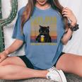 I Like Beer My Cat And Maybe 3人 猫好き ギフト レディースオーバーサイズコンフォートTシャツ Blue Jean