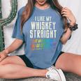 Like My Whiskeytraight Friends Lgbtq Gay Pride Proud Ally レディースオーバーサイズコンフォートTシャツ Blue Jean