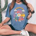 On Cloud Nine Birthday シャツ 9歳の誕生日 女の子 面白い レトロ レディースオーバーサイズコンフォートTシャツ Blue Jean