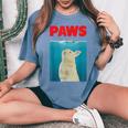 Paws Bunny 面白いパロディ ウサギ好きのギフト レディースオーバーサイズコンフォートTシャツ Blue Jean