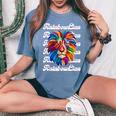 Rainbow Lion かっこいい おしゃれ ロゴ レディースオーバーサイズコンフォートTシャツ Blue Jean
