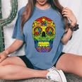 Sugarkull Lgbt Gay Pride Rainbow Flag Day Of The Dead レディースオーバーサイズコンフォートTシャツ Blue Jean