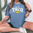 Taco Trump Always Chickens Out 面白いパロディ レディースオーバーサイズコンフォートTシャツ Blue Jean