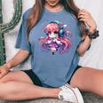 かわいい ちびアニメ 女の子 アニメ グッズ かわいい 日本の漫画ファン レディースオーバーサイズコンフォートTシャツ Blue Jean