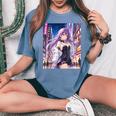 アニメの女の子、漫画、美学、かわいい、日本語、Waifu プリント レディースオーバーサイズコンフォートTシャツ Blue Jean