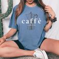 イタリアンカフェ Il Caffè Èita Coffee Is Life バリスタラテ 2 レディースオーバーサイズコンフォートTシャツ Blue Jean