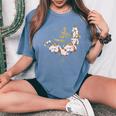 マダム秀 花tシャツ（1） さくら 一期一会 レディースオーバーサイズコンフォートTシャツ Blue Jean