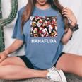 花札tシャツ 日本 カードゲーム レディースオーバーサイズコンフォートTシャツ Blue Jean