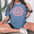 赤 バラ 花 バラの頭 庭 夏 Rose Red Flower Roses レディースオーバーサイズコンフォートTシャツ Blue Jean