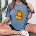 面白い トランプ タコス トランプ Always Chickens Out レディースオーバーサイズコンフォートTシャツ Blue Jean