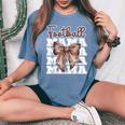 Football Mama Coquette Bow Sport Mom Game Women's Oversized Comfort T-Shirt Mustard
