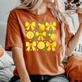 Cute Lemon Tropical Fruits Coquette Bows Summer Girl Women Women's Oversized Comfort T-Shirt Crimson