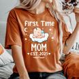 First Time Mom Est 2025 Cute Mother's Father's Day Women's Oversized Comfort T-Shirt Crimson First Time Mom Est 2025 Cute Mother's Father's Day Women's Oversized Comfort T-Shirt Crimson