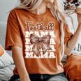 Football Mama Coquette Bow Sport Mom Game Women's Oversized Comfort T-Shirt Crimson