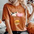 Best Friends Forever Beef Lover Pork Meat Bacon Burger レディースオーバーサイズコンフォートTシャツ Yam