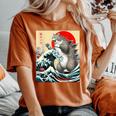 Catzilla Cat 日本アート 面白い猫 ギフト 男性 女性 子供 レディースオーバーサイズコンフォートTシャツ Yam