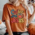 Coffee And Jesus Awesome Christian Caffeine Lover Church レディースオーバーサイズコンフォートTシャツ Yam