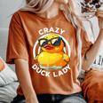 Crazy Duck Lady キュート アヒル ママ アヒルの所有者 面白い I Love Ducks レディースオーバーサイズコンフォートTシャツ Yam