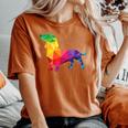 Dachshund Gay Pride Lgbt Lgbtq Rainbow Flag Dog Lovers レディースオーバーサイズコンフォートTシャツ Yam