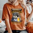 Happiness Is An Old Man With A Beerchnauzeritting Near Near レディースオーバーサイズコンフォートTシャツ Yam