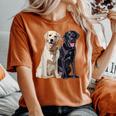 Happy Two Labradors ゴールデンブラック ラボレトリバー Mom Dad レディースオーバーサイズコンフォートTシャツ Yam
