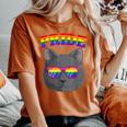 Lgbt Britishhorthair Cat Gay Pride Rainbow Lgbtq Kitty レディースオーバーサイズコンフォートTシャツ Yam