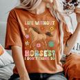 Life Without Horses グルーヴィーな乗馬 乗馬 レディースオーバーサイズコンフォートTシャツ Yam