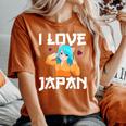 I Love Japan Kawaii Anime Girl Neko Cat Girl Otaku Weeb レディースオーバーサイズコンフォートTシャツ Yam
