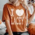 I Love Lacey バレンタイン ガールフレンド 女の子 娘 ハート 妻 レディースオーバーサイズコンフォートTシャツ Yam
