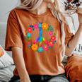 Peace Love Flower Power レトロ ヒッピー コスチューム タイダイ 60年代 70年代 レディースオーバーサイズコンフォートTシャツ Yam