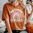Retired Teacher Class Of 2025 Rainbow Retro Graduation レディースオーバーサイズコンフォートTシャツ Yam