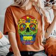 Sugarkull Lgbt Gay Pride Rainbow Flag Day Of The Dead レディースオーバーサイズコンフォートTシャツ Yam