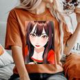かわいい 可愛い 女の子 若い 美人 イラスト 日本 きれい 赤い服 レディースオーバーサイズコンフォートTシャツ Yam