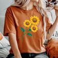 ひまわりの花束 春のフローラルガーデン 黄色の花 レディースオーバーサイズコンフォートTシャツ Yam