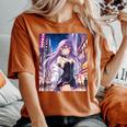 アニメの女の子、漫画、美学、かわいい、日本語、Waifu プリント レディースオーバーサイズコンフォートTシャツ Yam