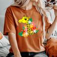 キリン 花 Giraffes Flower レディースオーバーサイズコンフォートTシャツ Yam
