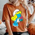 スマーフ スマーフェット キャラクター 花 咲く スマーフィー ファン レディースオーバーサイズコンフォートTシャツ Yam