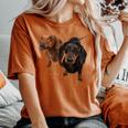 ダックスフントシャツ Weiner Dog Mom Dad Love Doxie Puppy キュート レディースオーバーサイズコンフォートTシャツ Yam