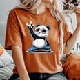 パンダ 熊 ロック 音楽 男性 子供 女性 面白い パンダ レディースオーバーサイズコンフォートTシャツ Yam