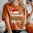 メリークリスマスライト 赤いサンタ帽子 クリスマス ファミリー 男性 女性 レディースオーバーサイズコンフォートTシャツ Yam