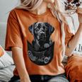 ラブラドール ポケット入り ブラックレトリバー おもしろ ブラック ラボ お母さん お父さん レディースオーバーサイズコンフォートTシャツ Yam