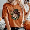 ヴィンテージ 薔薇 花 花 イラスト 花 レディースオーバーサイズコンフォートTシャツ Yam